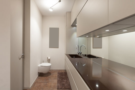 Interiors, modern restroom