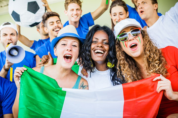Fototapeta premium Italian Female Supporters, Soccer Championship