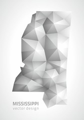 Mississippi polygonal grey vector map