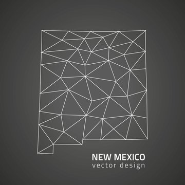 New Mexico Outline Polygonal Silver Map