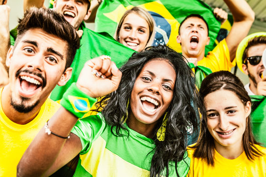 Brazil Fans Cheering at the Stadium