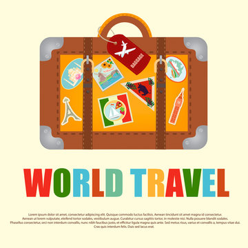 Travel Suitcase with Stickers from around the World