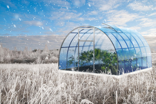 One Round Greenhouse In Winter