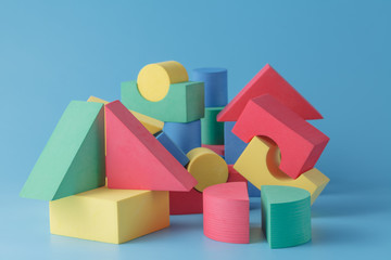 Colorful stack of cube building blocks
