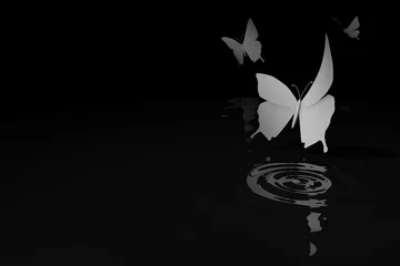 Fototapeten Vlinders vliegen boven water © emieldelange