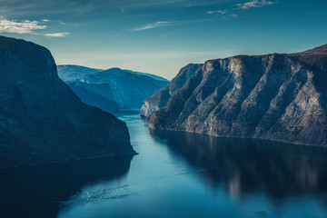 Norway fjord landscape - obrazy, fototapety, plakaty