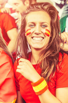 Spanish Young Woman Fan, Soccer Championship