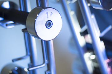 Dumbell weights in fitness gym