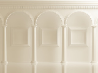 White architectural background with a classic interior