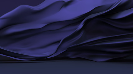 Stylish black background with blue silk developing