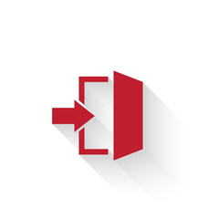 Flat red Enter web icon with long drop shadow on white