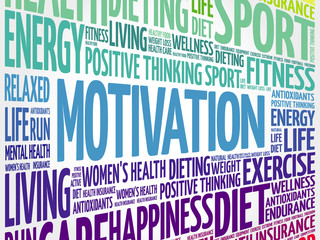 MOTIVATION word cloud, fitness, sport, health concept