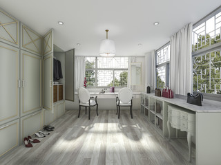 Fototapeta premium 3d rendering parquet floor make up and dressing room