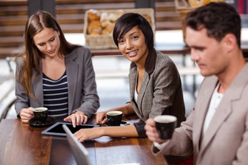 Friends using technology