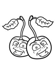 2 cherry leaf delicious comic cartoon face grin funny team buddies