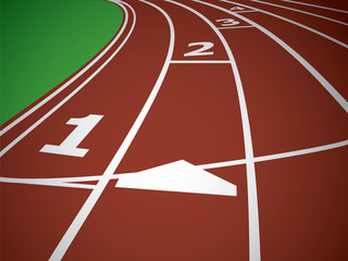 Start Track. Lines On a Red Running Track. Vector Illustration.