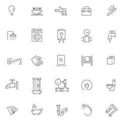 Vector plumbing outline icons set