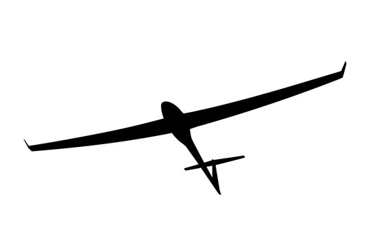 Black silhouette of a glider is not a white background. Vector i