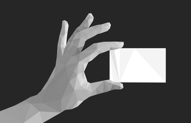 polygonal hand fingers divorced monochrome keeps business card
