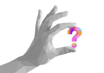 polygonal hand fingers divorced monochrome keeps question mark - 108139075