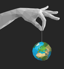 polygonal hand pinch fingers together monochrome earth Africa