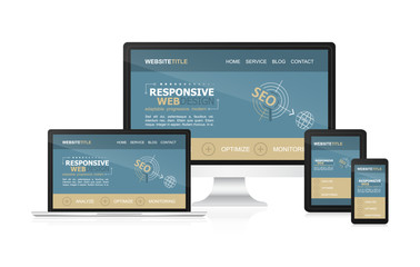 Responsive design and web devices. - obrazy, fototapety, plakaty