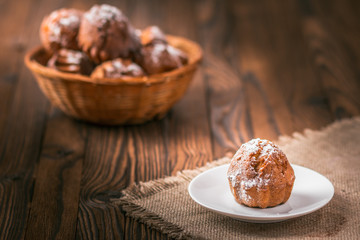 Cupcakes in a wicker breadbaskets