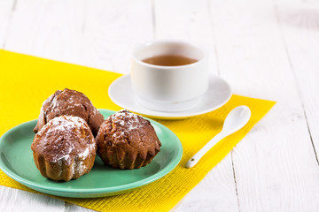 tea cup and muffins