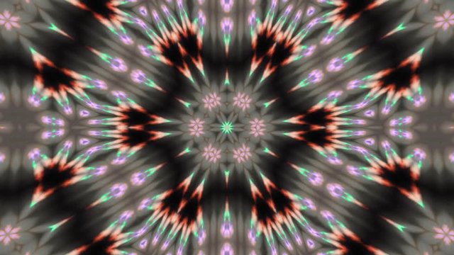 Abstract kaleidoscopic flickering pattern with double six star structure. Colored animated background in full HD. Adorable hypnotic visuals for wonderful decorative shimmering intro. 
