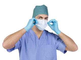 Fototapeta na wymiar nurse wearing surgical mask..