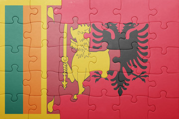 puzzle with the national flag of sri lanka and albania