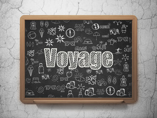 Vacation concept: Voyage on School board background