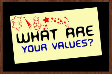 What are your values? sign on blackboard background