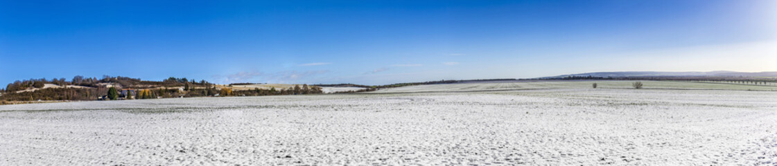 winter landscape with white covered fields
