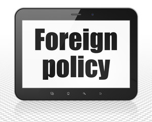 Politics concept: Tablet Pc Computer with Foreign Policy on display