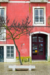 Fototapeta na wymiar Dtail of red house in Lisbon, Portugal