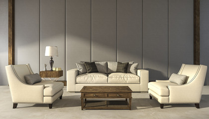 3d rendering classic comfortable armchair living room