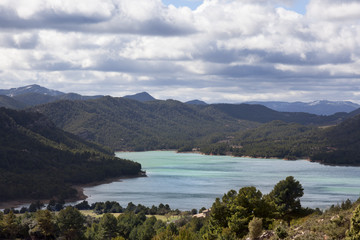 Fototapeta na wymiar Pena Reservoir Panorama in Teruel, Spain