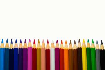 line of colored pencils