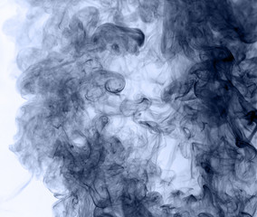 blue smoke on a white background. inversion