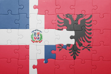 puzzle with the national flag of dominican republic and albania