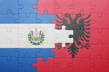 puzzle with the national flag of el salvador and albania