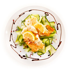 Fish dish - fried cod fillet and vegetables