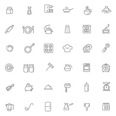 Outline icon collection - cooking, kitchen tools and utensils