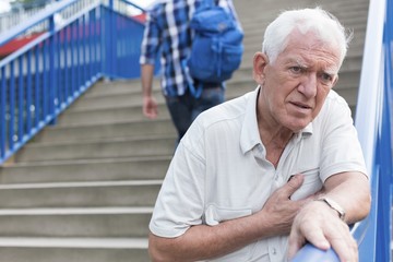 Man walking down stairs