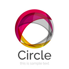 Circle logo. Transparent overlapping swirl shapes. Modern clean business icon