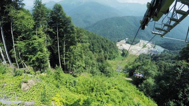 Lifts in mountains in summer