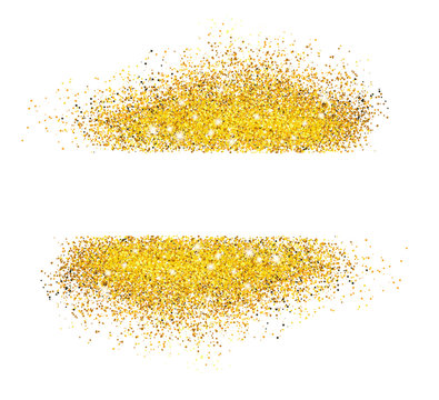 Gold glitter texture on a white background. Golden grainy 