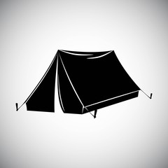 Black silhouette of tent. Flat design. Eps 8