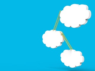 ladder lean on white clouds on blue background